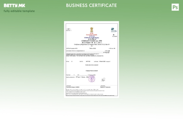 модерен стил Индија сертификат за регистрација Шаблон Word и PDF, шаблон за ве 1